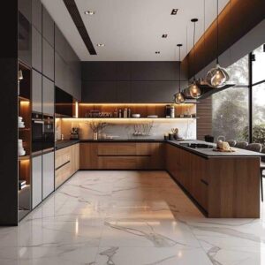 Modern kitchen design stainless steel India 