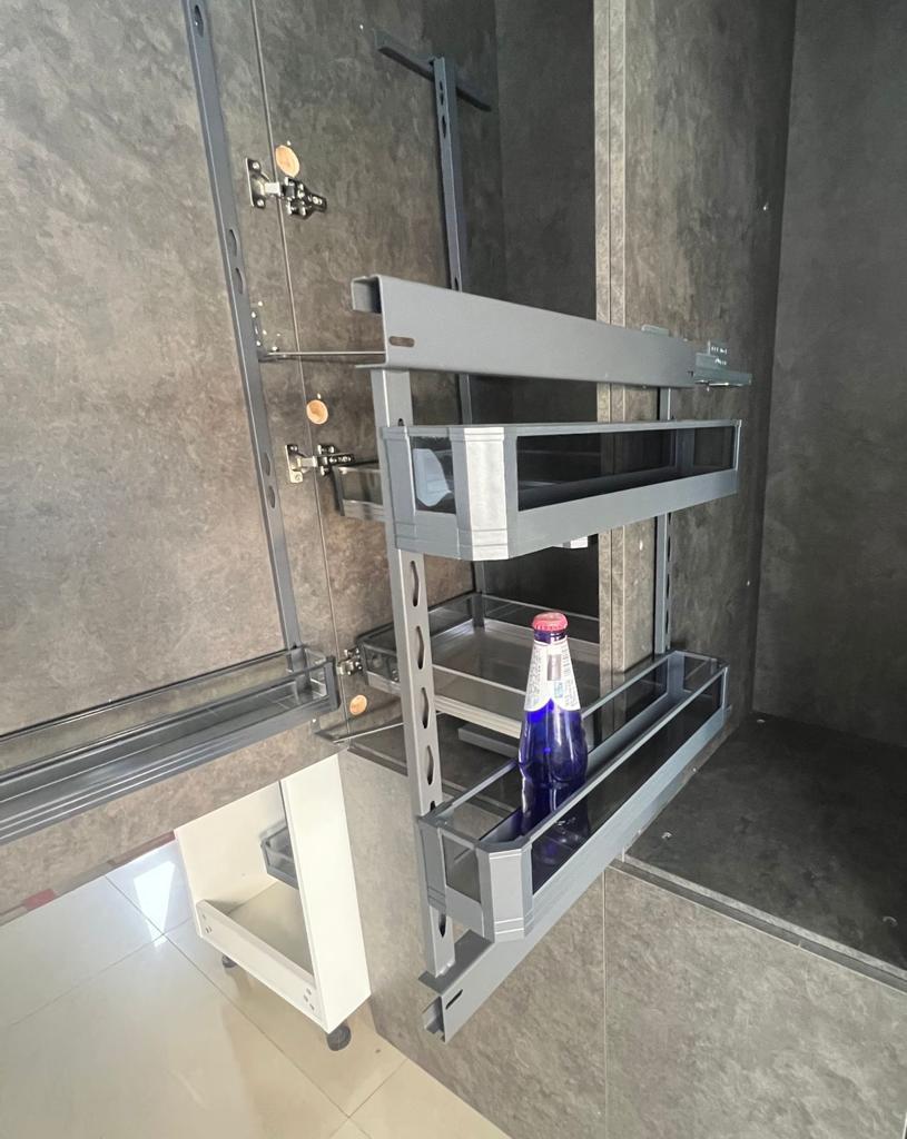Glass Pullout Units for Stainless Steel Cabinets