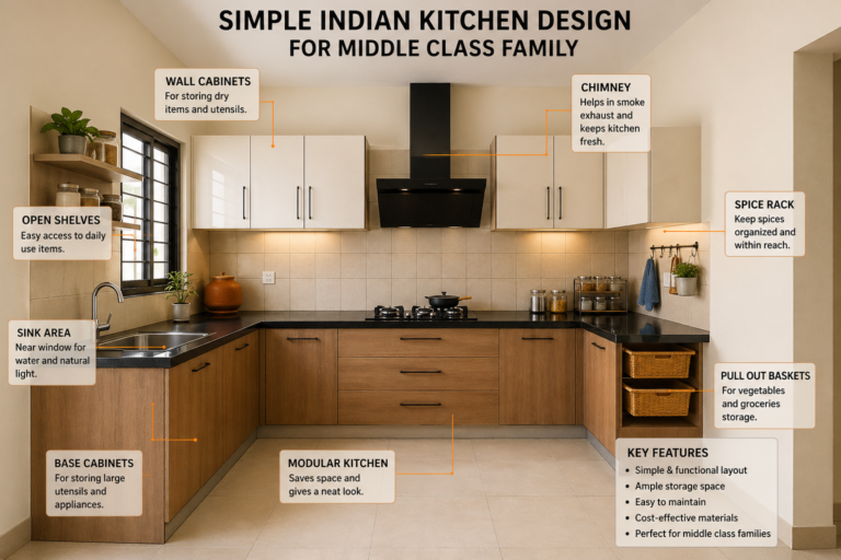 Simple Indian Kitchen Design for Middle Class Family - Premium ...